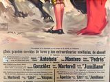 spanish poster of a bullfight with a woman and a bull
