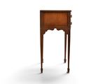 an old wooden table with a drawer on top of it