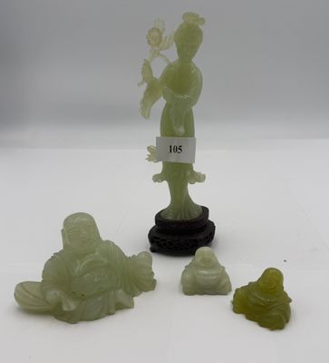 chinese carved jade figurines of a woman and three other figures