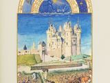 a picture of a painting of a castle on the wall