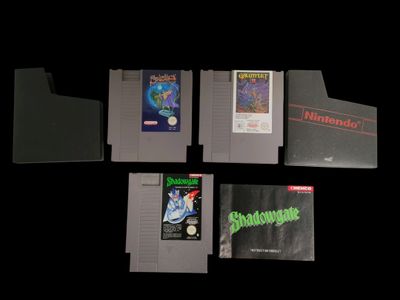 Nintendo - NES - Lot de 3 jeux : Shadowgate, Gauntlet II, et Solstice.