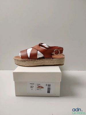 a close up of a pair of sandals on top of a box
