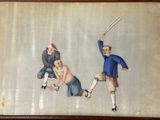 an image of a painting of a man holding a sword and another man holding a baseball bat