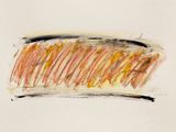 drawing of a piece of bread with orange and yellow stripes