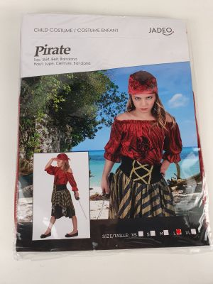 the costume is made of a pirate costume and is ready to be worn