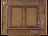 an old wooden easel with a painting on top of it