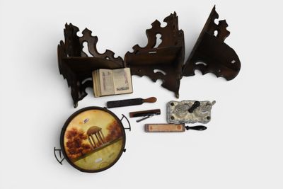 a picture of a group of objects that are on a table