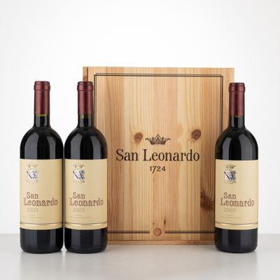 three bottles of wine in front of a wooden box