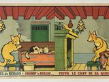 a picture of a painting of cats playing with each other