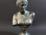 une image représentant un petit buste en bronze d'une femme sur fond noir