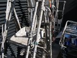 a chair made out of old skis and ski poles