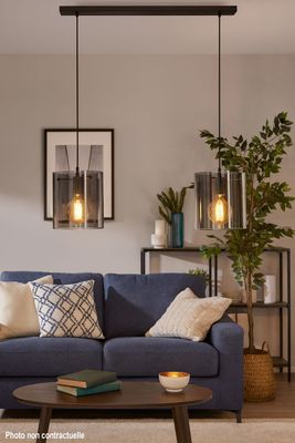 Lampe suspendue ETH The Silo en verre fumé (Ø 28 cm, H 30 cm…