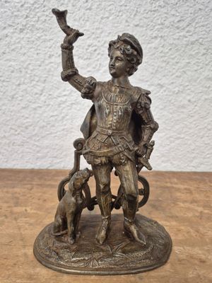 Sonneur de cor et son chien Sujet en régule.