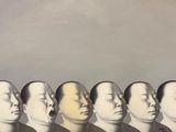 un tableau représentant un groupe d'hommes la bouche ouverte