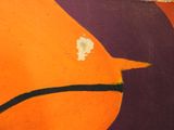 a painting of an orange and purple basketball ball