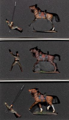four pictures of a man riding a horse and a man on a horse