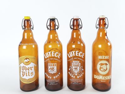 Un lot de 4 bouteilles : 2 bouteilles Bière de LUTECE,