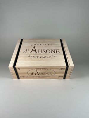 a wooden box with a label on it that says ' d ' ausone saint - emilioon '