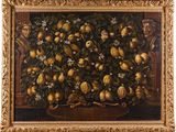 an oil painting of a bunch of lemons on a table