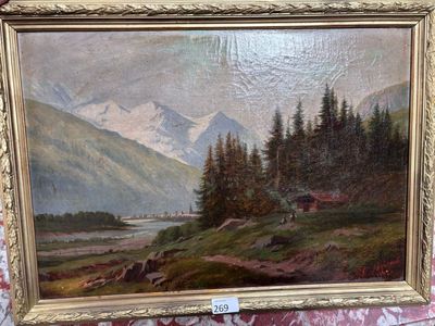 L. JAQUEMOT Vue d'une vallée probablement du Mont Blanc une …