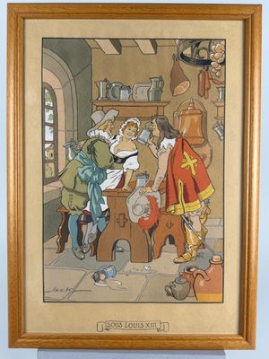 tableau encadré représentant un homme et une femme dans une cuisine