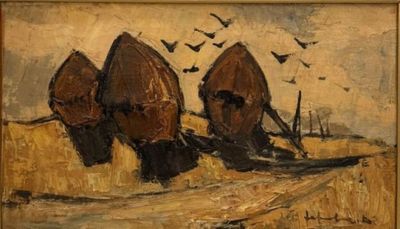 Jef FRIBOULET (1919-2003) Meules de foin au soleil