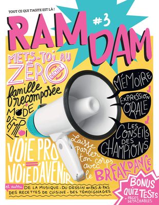 a magazine cover with a megaphone on the front of it
