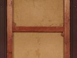 a painting of a window with a brown frame and brown paper