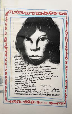 an image of a drawing of a woman ' s face on a piece of paper