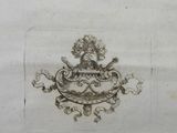 an old drawing of a coat of arms with a crown on it