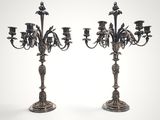 paire de chandeliers anciens en argent ornés de fleurs et de feuilles