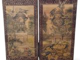 pair of antique chinese hand painted screen panels with birds and flowers