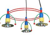 three lights that are hanging from the ceiling