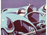 an image of a blue and purple poster of a bugatti race car