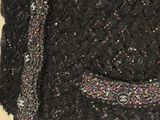chanel black tweed jacket with multicolored beads