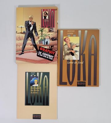 trois affiches représentant un homme en smoking et une femme en smoking