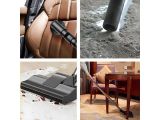 several pictures of different types of cleaning equipment including a vacuum, a chair, and a table