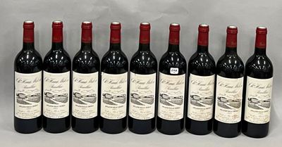 six bouteilles de vin rouge alignées