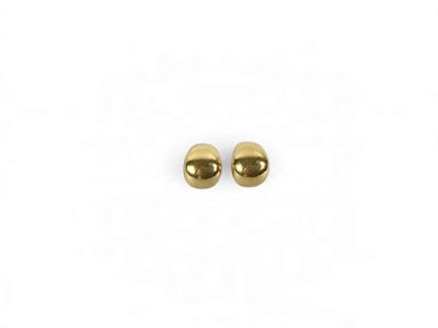 a pair of gold stud earrings on a white background