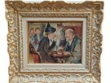 une image d'un tableau représentant un groupe de personnes assises à une table
