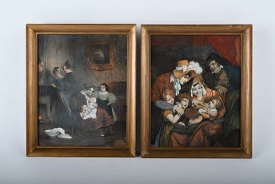 Deux gravures en couleurs. L'une d'après Achille DEVERIA (18… - Photo 1