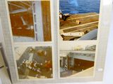 four pictures of people on the deck of a ship