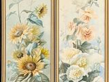 deux tableaux représentant des tournesols et d'autres fleurs, dans un cadre doré