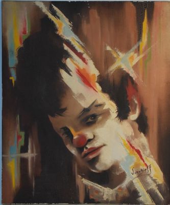 SOROBIEFF Portrait de clown Huile sur toile