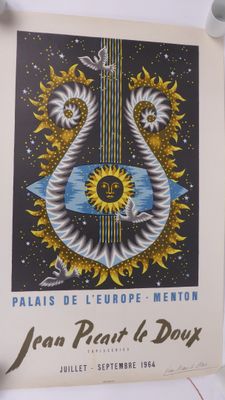 une image représentant une affiche sur laquelle figurent une guitare et des tournesols