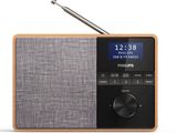 une image représentant une radio en bois équipée d'une horloge