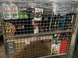 a cart that has many items in it in a warehouse