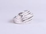 sterling silver ring with white diamonds on a white background