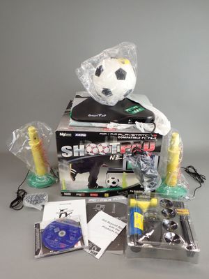 a box with a soccer ball on top of it