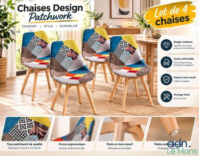 catalogue de chaises design patchwork - lot de 4 chaises